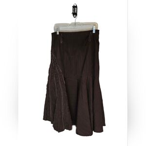 Western Boho Asymmetrical Midi Skirt Textured‎ Hippie Embroidered Size 12